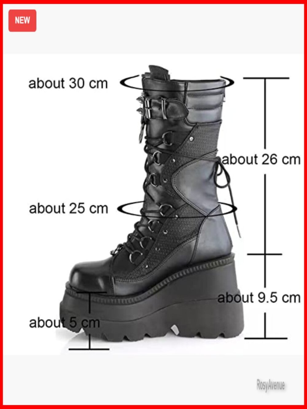 Platform Ankle Boots Chunky Heel Combat Boots Lace Up Wedges - Picture 7 of 7